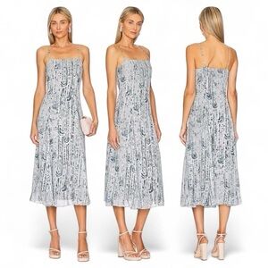 NWT Theory Women's Silk Cami Volume Dress In Cascade Block, Teal Multi, 10